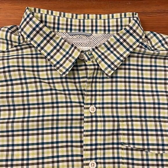Columbia Green Plaid Check Omni-Shade Button Down Shirt Mens Size XL Outdoors - Picture 9 of 11